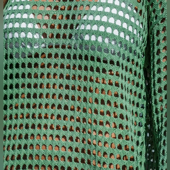 CUPSHE Crochet Cover Up Swimwear Scoop Neck Long Sleeve Boho Tunic Top Women M - Picture 3 of 8